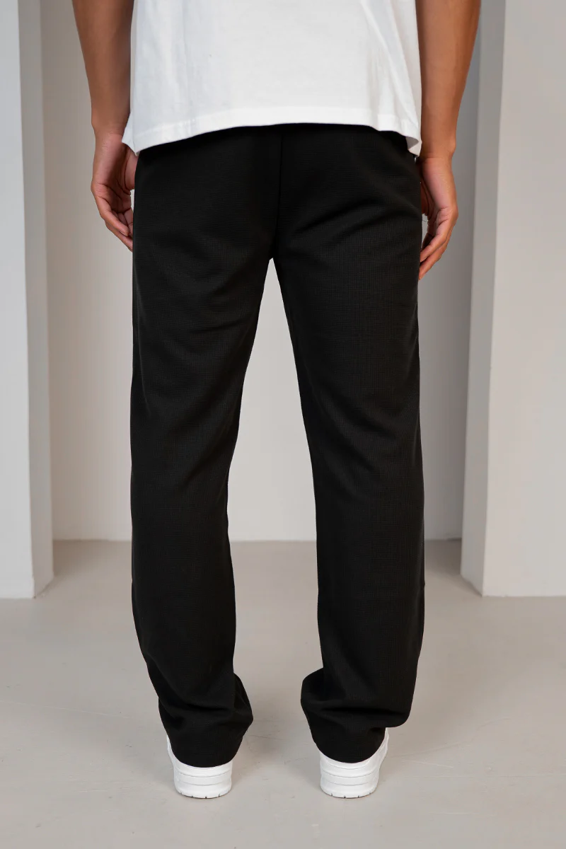 Waffle Straight Joggers - Black - Image 5