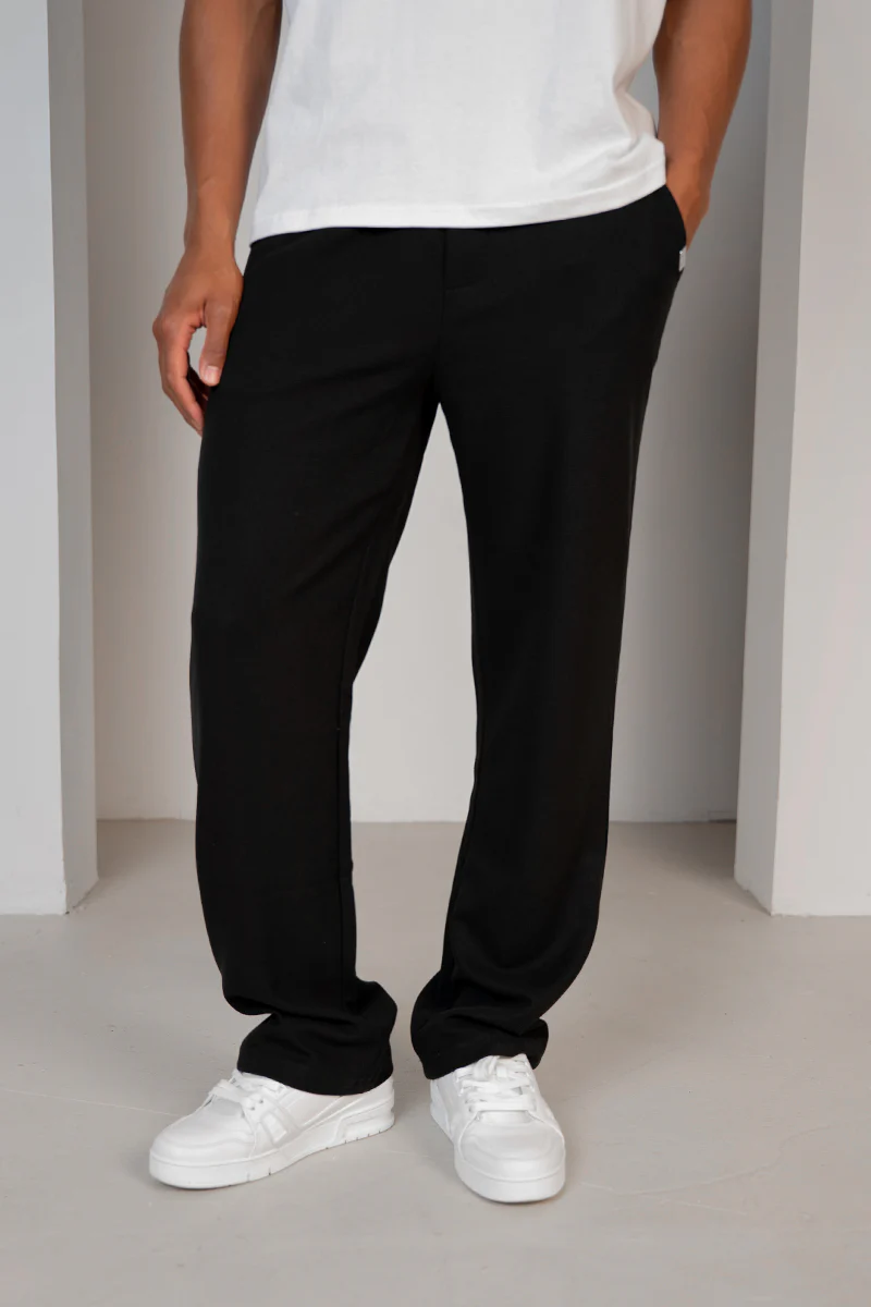 Waffle Straight Joggers - Black - Image 9