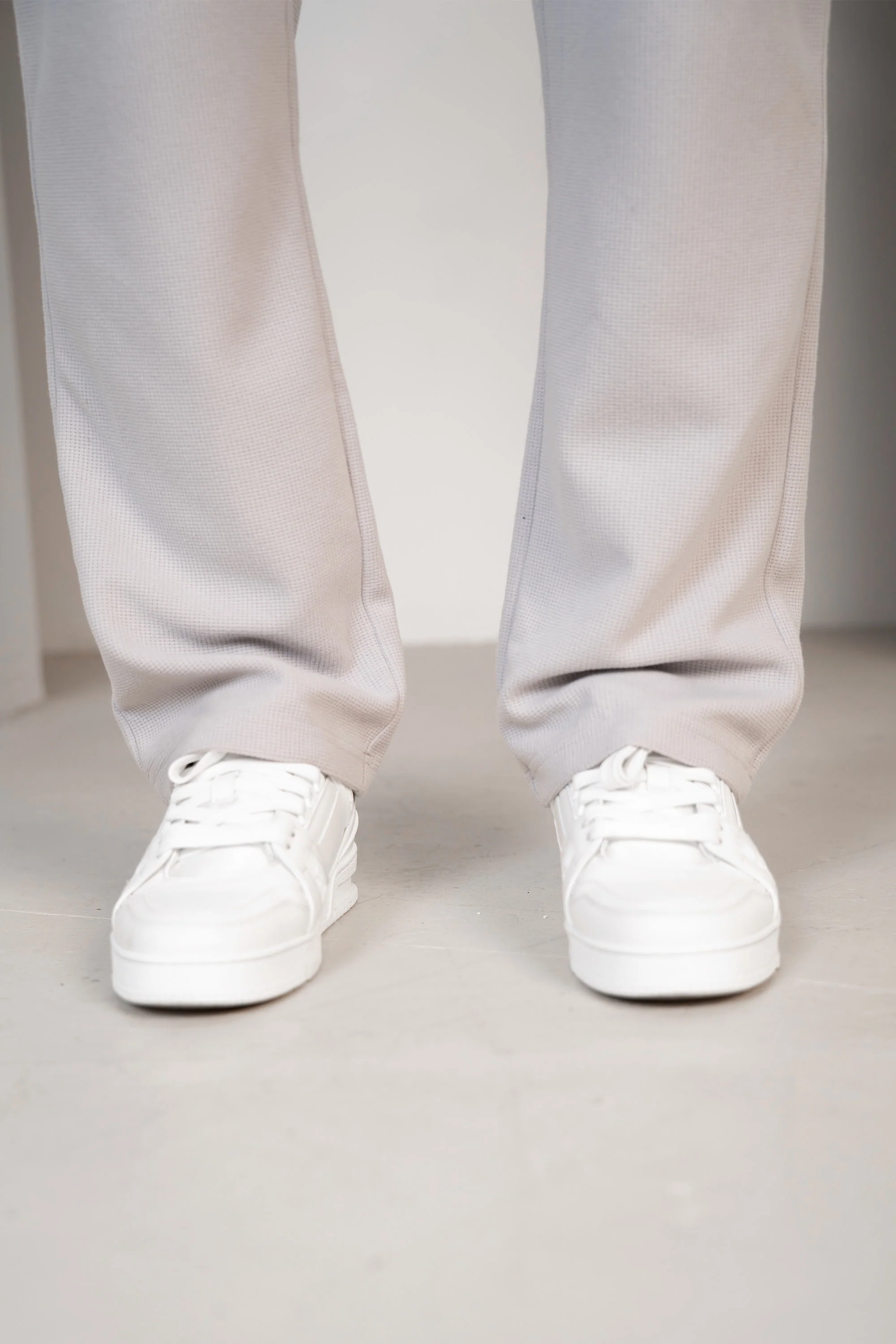 Waffle Straight Leg Joggers - Grey - Image 5