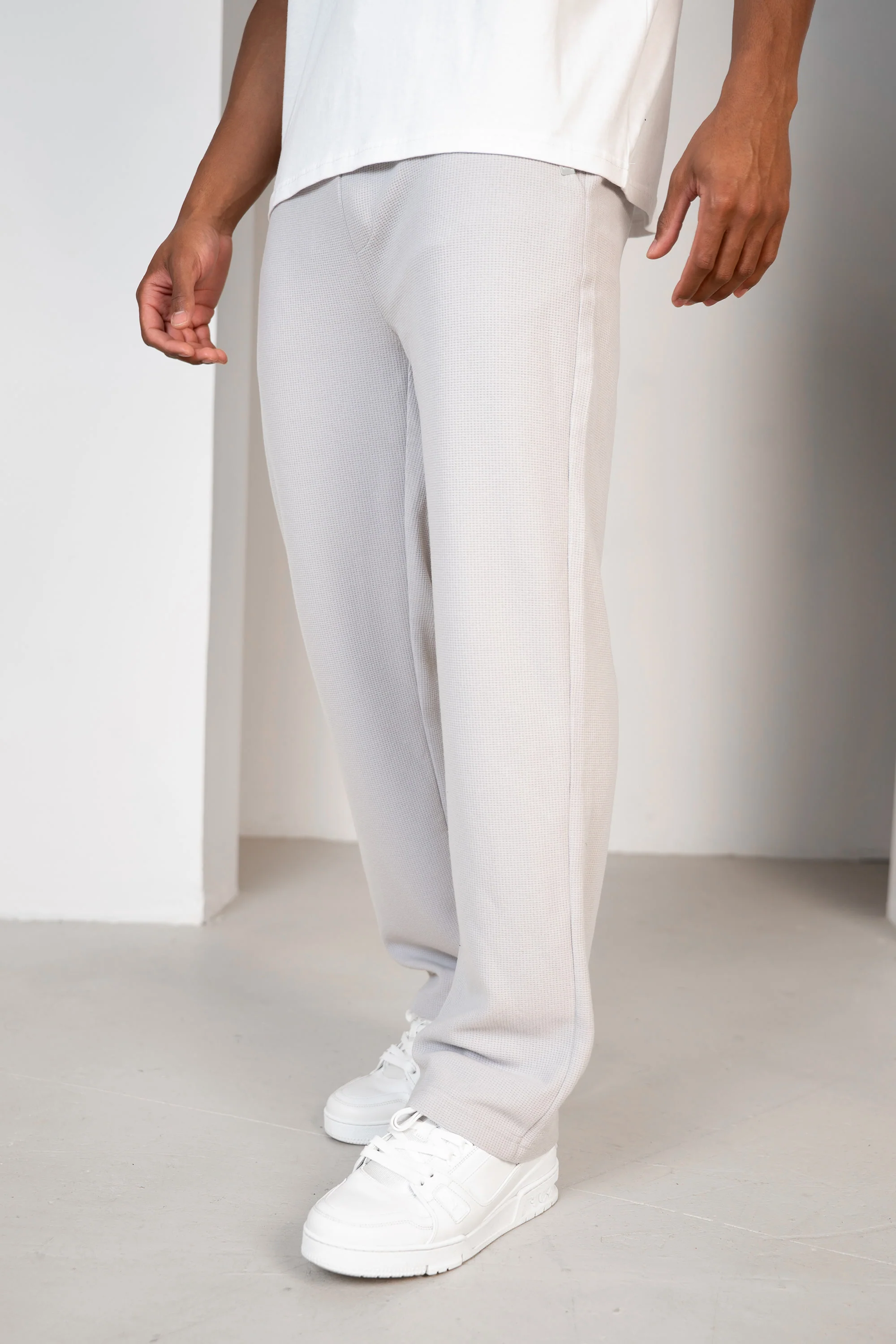 Waffle Straight Leg Joggers - Grey - Image 6