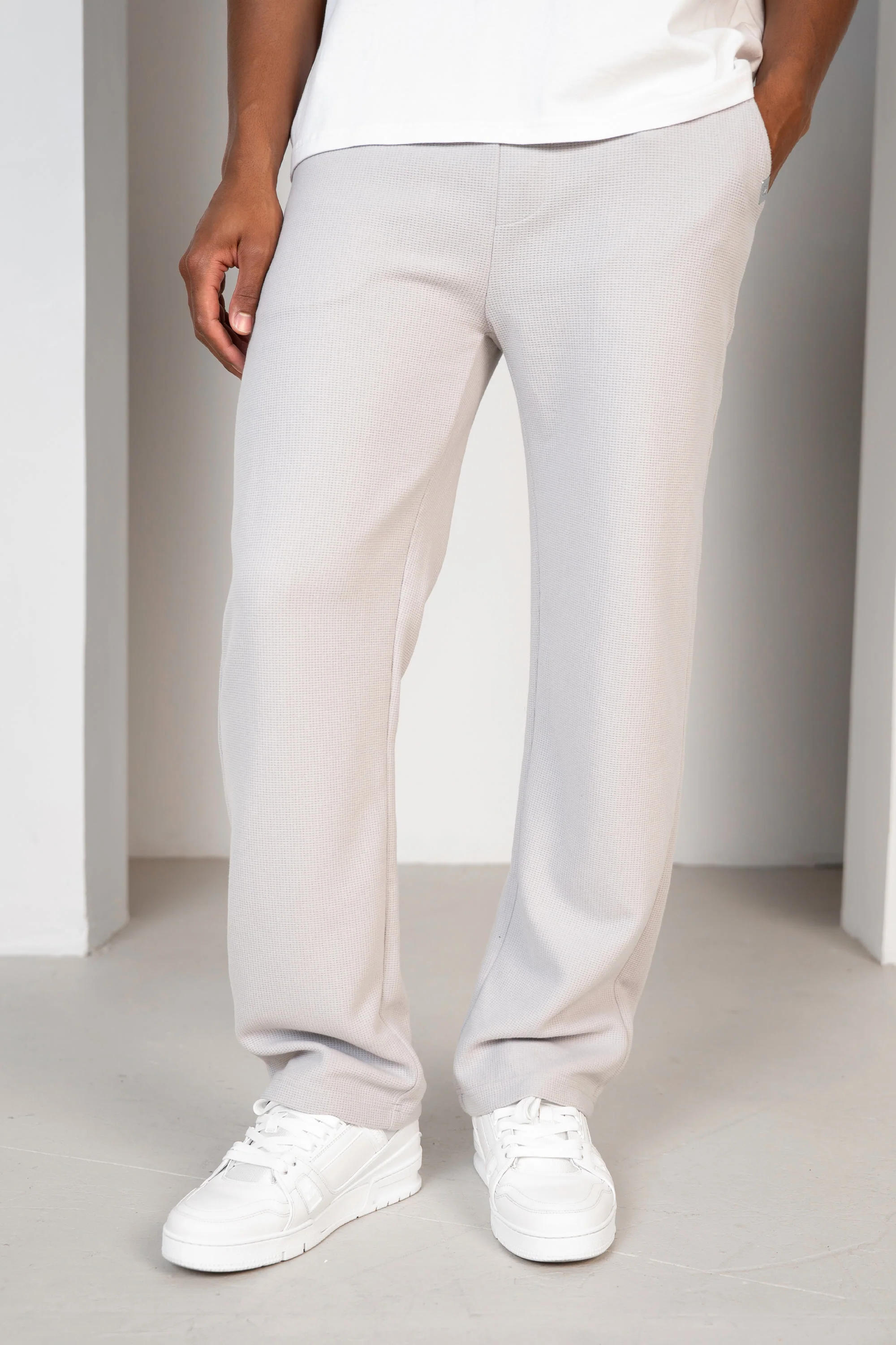 Waffle Straight Leg Joggers - Grey - Image 8